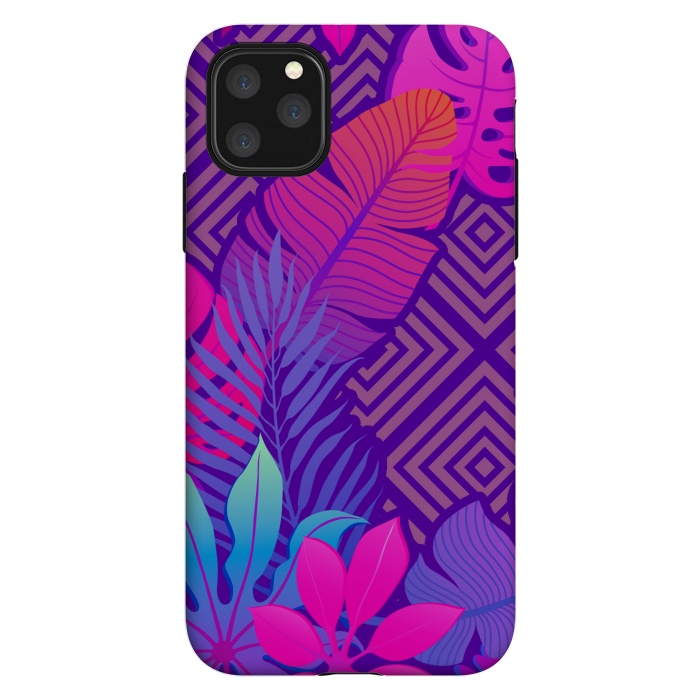iPhone 11 Pro Max StrongFit Tropical Lines And Leaves Patterns by ArtsCase