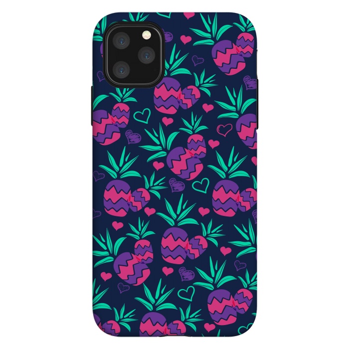 iPhone 11 Pro Max StrongFit Pineapples In Neon by ArtsCase