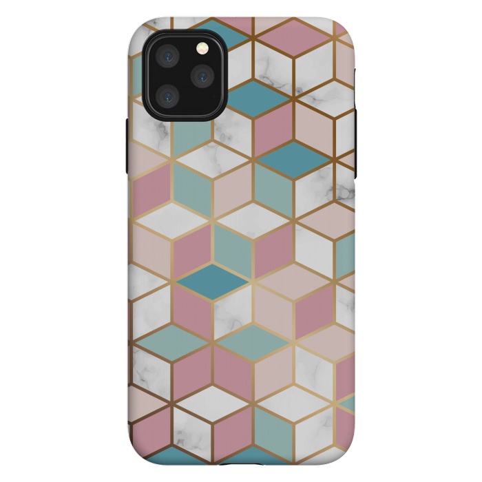 iPhone 11 Pro Max StrongFit Crystals In Blue And Pink Marble by ArtsCase