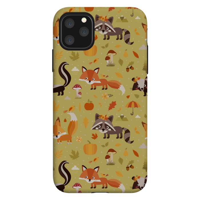 iPhone 11 Pro Max StrongFit Red Fox And Raccoon In Autumn by ArtsCase