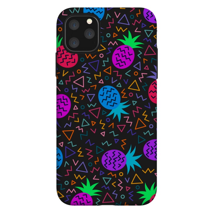 iPhone 11 Pro Max StrongFit pineapples in neon for summer by ArtsCase