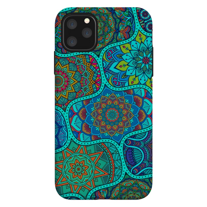 iPhone 11 Pro Max StrongFit Modern Mandalas In Blue And Green by ArtsCase