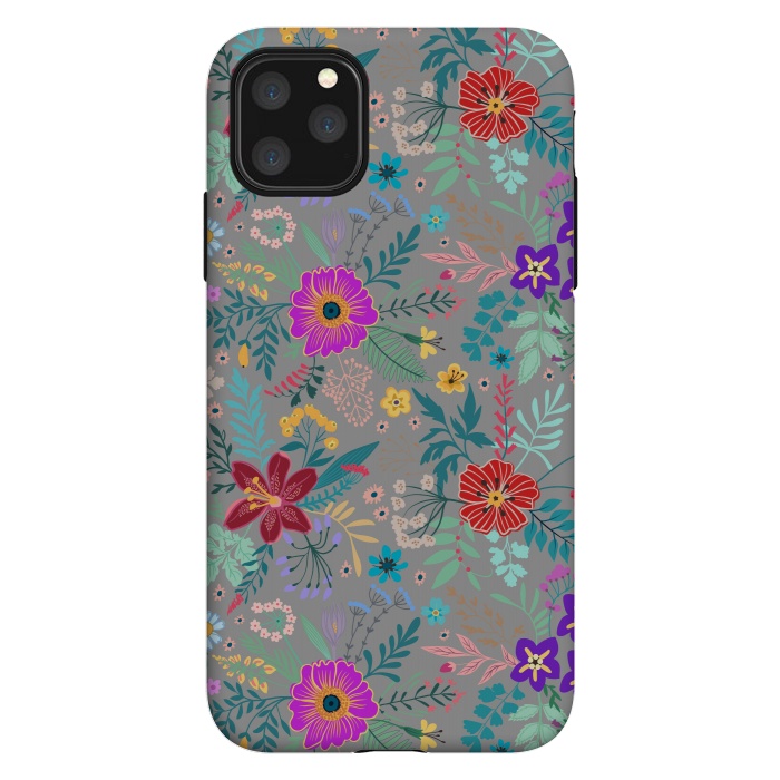 iPhone 11 Pro Max StrongFit flower patterns on gray background by ArtsCase