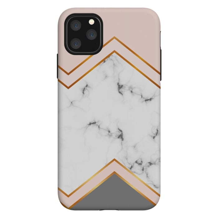 iPhone 11 Pro Max StrongFit Marble with geomtric figures and gold lines by ArtsCase
