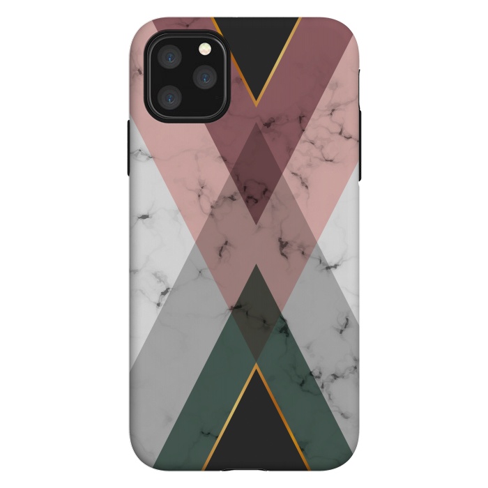 iPhone 11 Pro Max StrongFit New Marble design with triangular figure and gold lines by ArtsCase