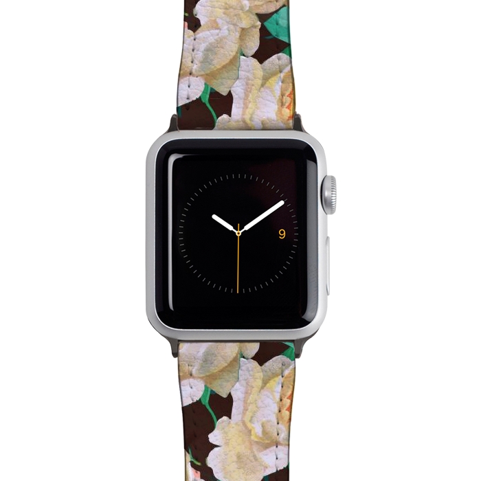 Watch 38mm / 40mm Strap PU leather Tropical & White Blossom by Uma Prabhakar Gokhale