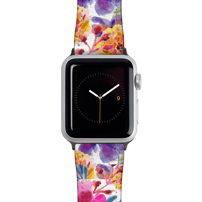 Watch 38mm / 40mm Strap PU leather MULTI COLOUR FLORAL PATTERN by MALLIKA