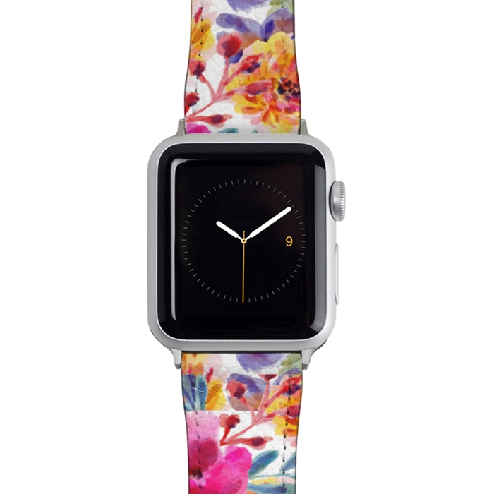 Watch 42mm / 44mm Strap PU leather MULTI COLOUR FLORAL PATTERN by MALLIKA
