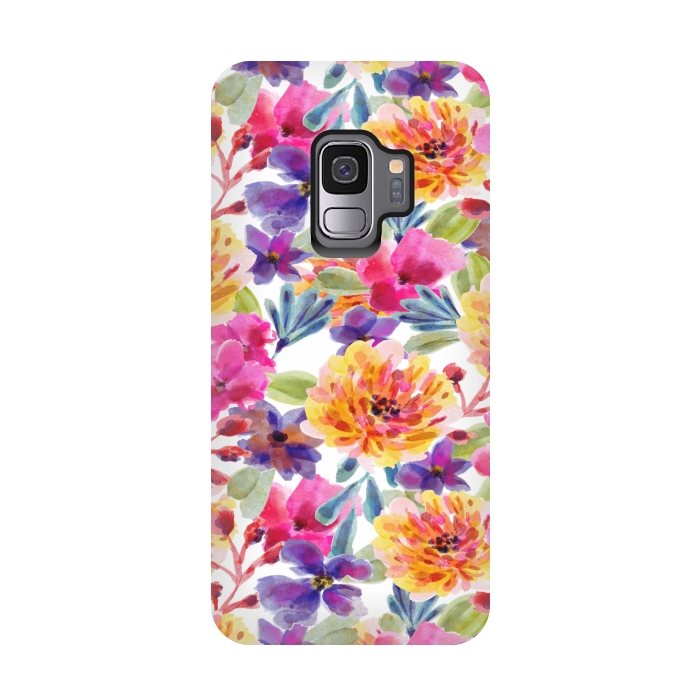 Galaxy S9 StrongFit MULTI COLOUR FLORAL PATTERN by MALLIKA