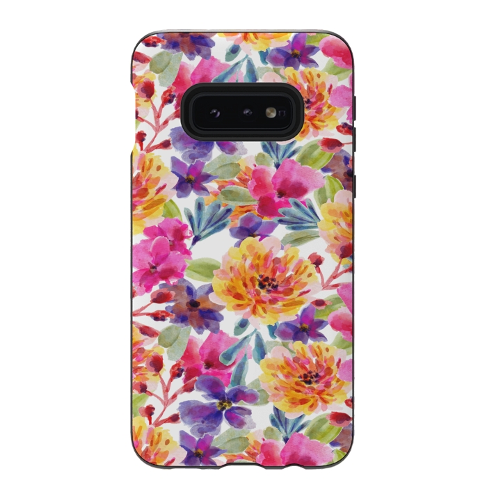 Galaxy S10e StrongFit MULTI COLOUR FLORAL PATTERN by MALLIKA