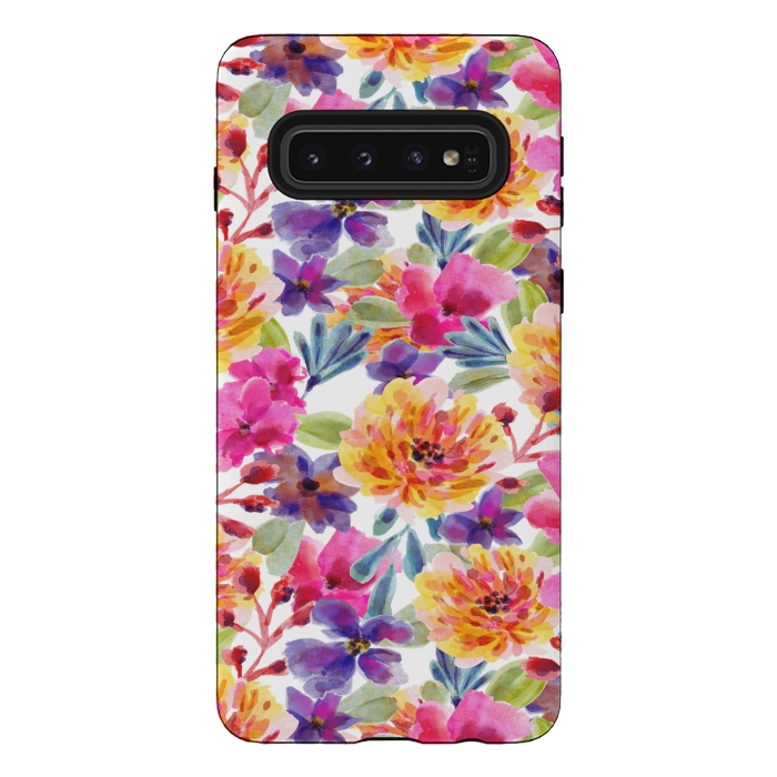 Galaxy S10 StrongFit MULTI COLOUR FLORAL PATTERN by MALLIKA