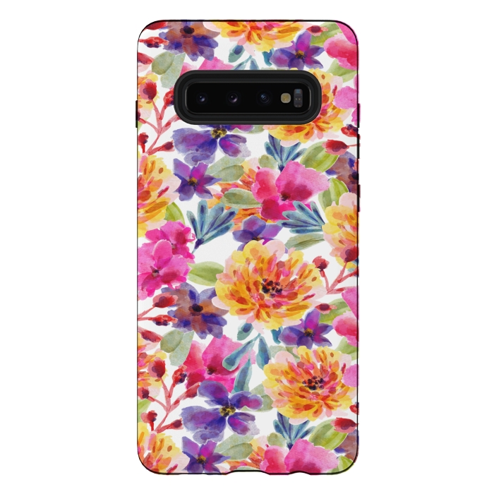 Galaxy S10 plus StrongFit MULTI COLOUR FLORAL PATTERN by MALLIKA