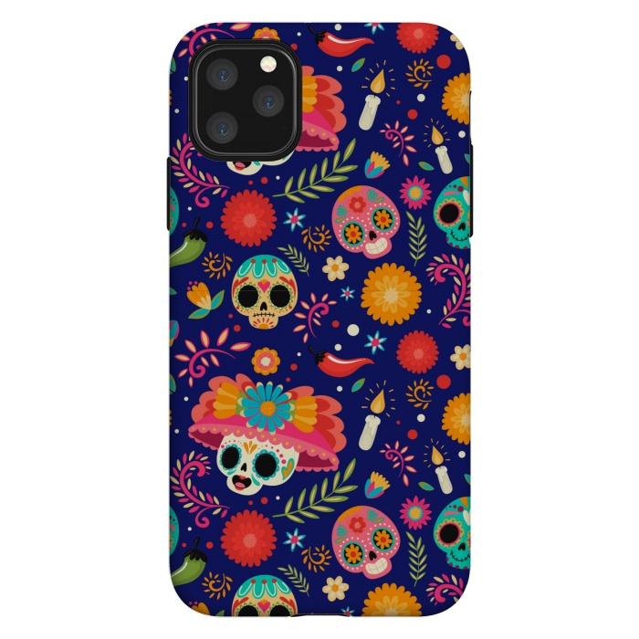iPhone 11 Pro Max StrongFit SKULL FLORAL PATTERN 2  by MALLIKA