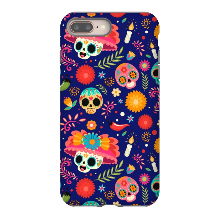 iPhone 7 plus StrongFit SKULL FLORAL PATTERN 2  by MALLIKA