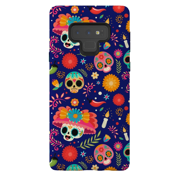Galaxy Note 9 StrongFit SKULL FLORAL PATTERN 2  by MALLIKA
