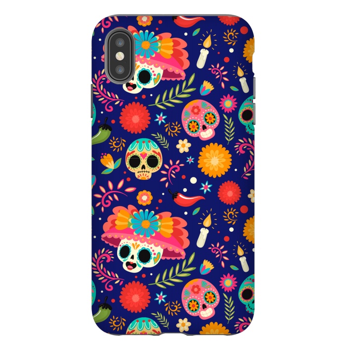 iPhone Xs Max StrongFit SKULL FLORAL PATTERN 2  by MALLIKA