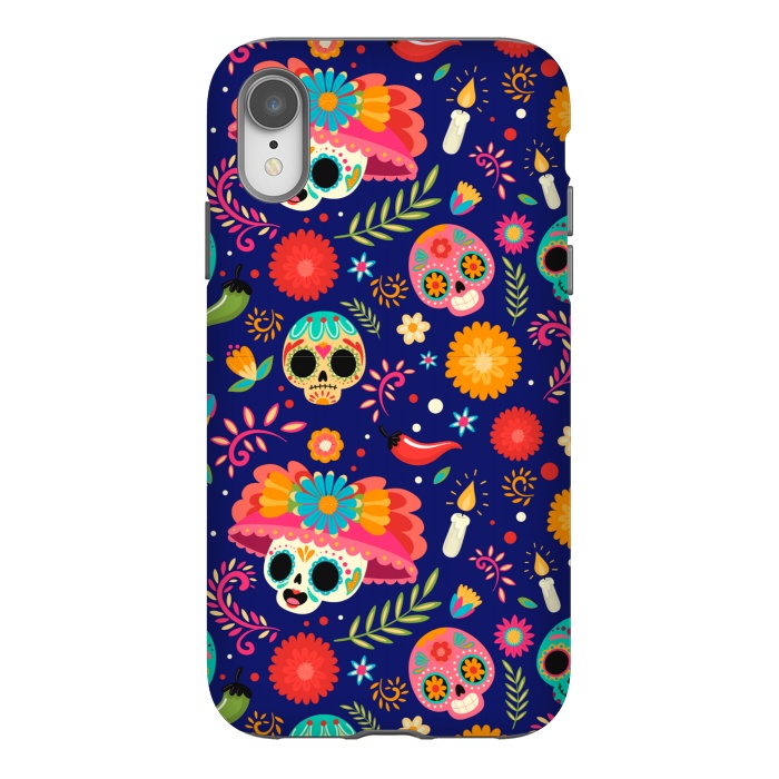 iPhone Xr StrongFit SKULL FLORAL PATTERN 2  by MALLIKA
