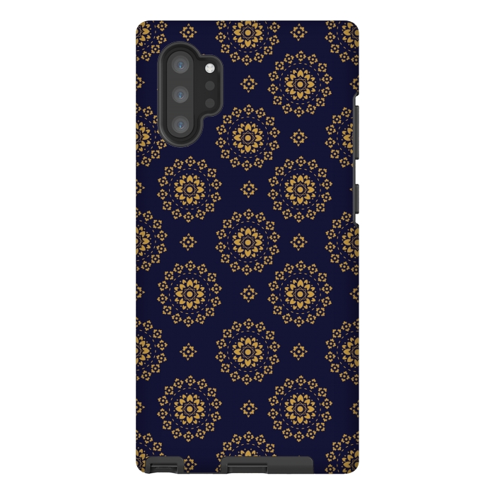 Galaxy Note 10 plus StrongFit GOLDEN BLUE MANDALA PATTERN by MALLIKA