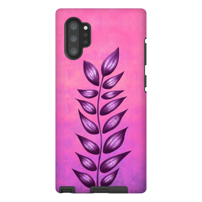 Galaxy Note 10 plus StrongFit Abstract Plant Surreal Botanical Art In Pink And Purple by Boriana Giormova