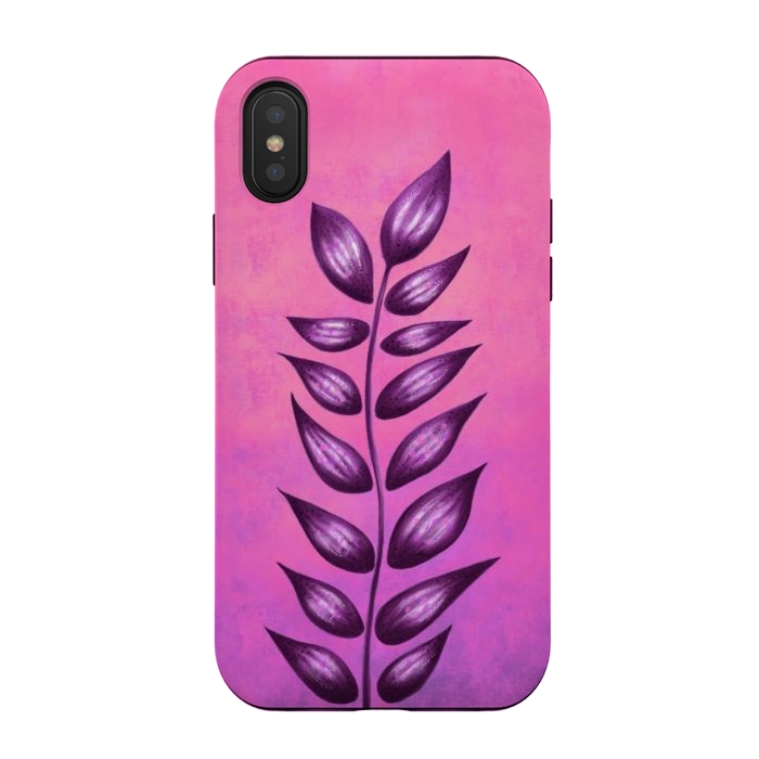 iPhone Xs / X StrongFit Abstract Plant Surreal Botanical Art In Pink And Purple by Boriana Giormova