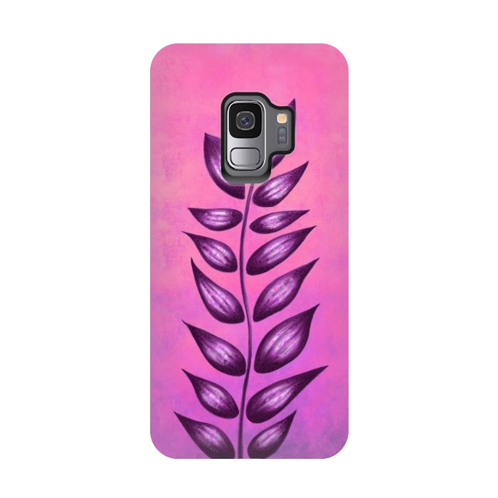 Galaxy S9 StrongFit Abstract Plant Surreal Botanical Art In Pink And Purple by Boriana Giormova