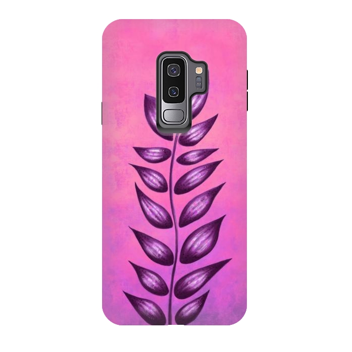 Galaxy S9 plus StrongFit Abstract Plant Surreal Botanical Art In Pink And Purple by Boriana Giormova