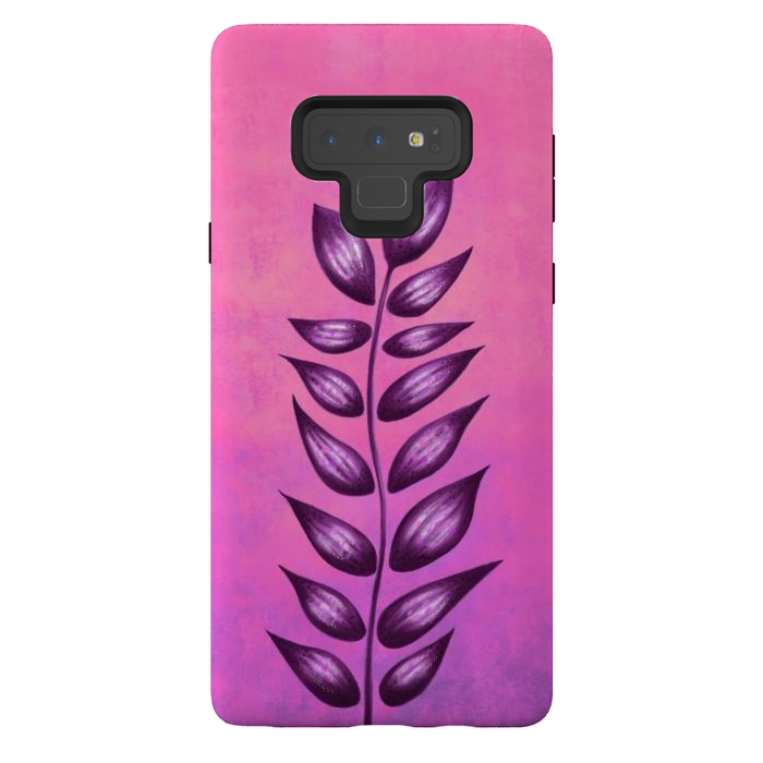 Galaxy Note 9 StrongFit Abstract Plant Surreal Botanical Art In Pink And Purple by Boriana Giormova