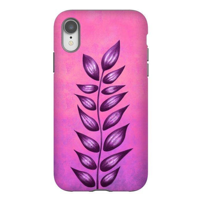 iPhone Xr StrongFit Abstract Plant Surreal Botanical Art In Pink And Purple by Boriana Giormova