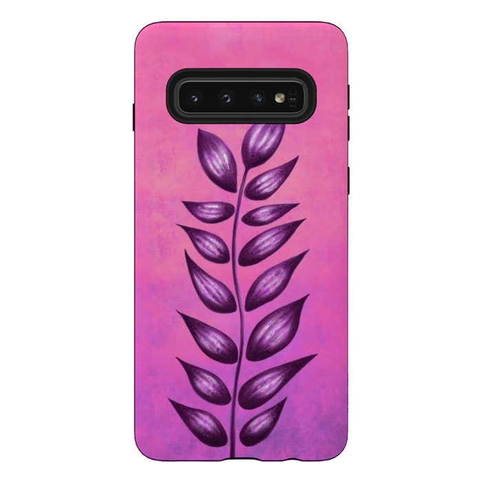 Galaxy S10 StrongFit Abstract Plant Surreal Botanical Art In Pink And Purple by Boriana Giormova