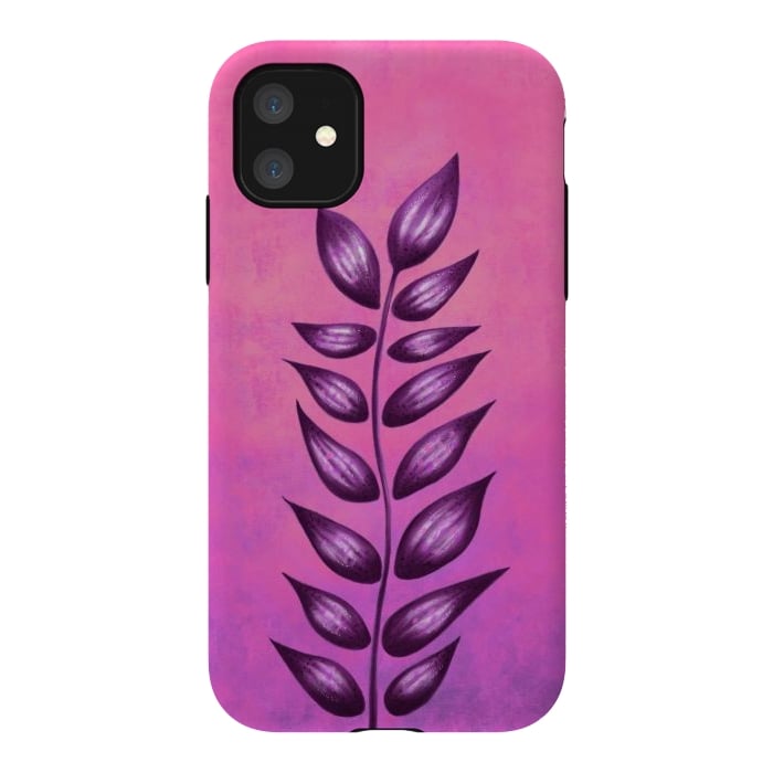 iPhone 11 StrongFit Abstract Plant Surreal Botanical Art In Pink And Purple by Boriana Giormova