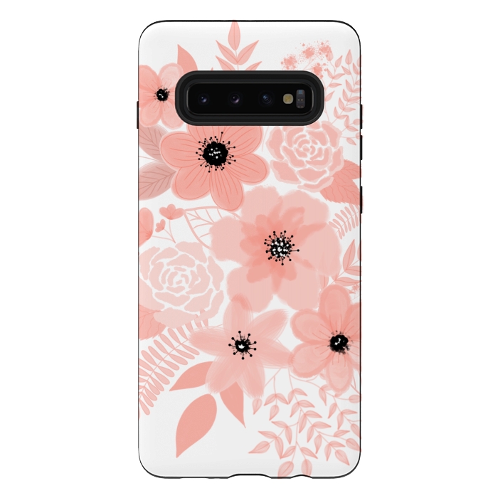 Galaxy S10 plus StrongFit Peach flowers by Jms