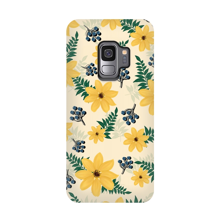 Galaxy S9 StrongFit Yellow flowers pattern by Jms