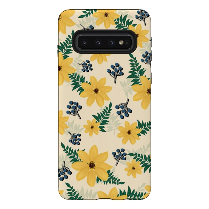 Galaxy S10 StrongFit Yellow flowers pattern by Jms
