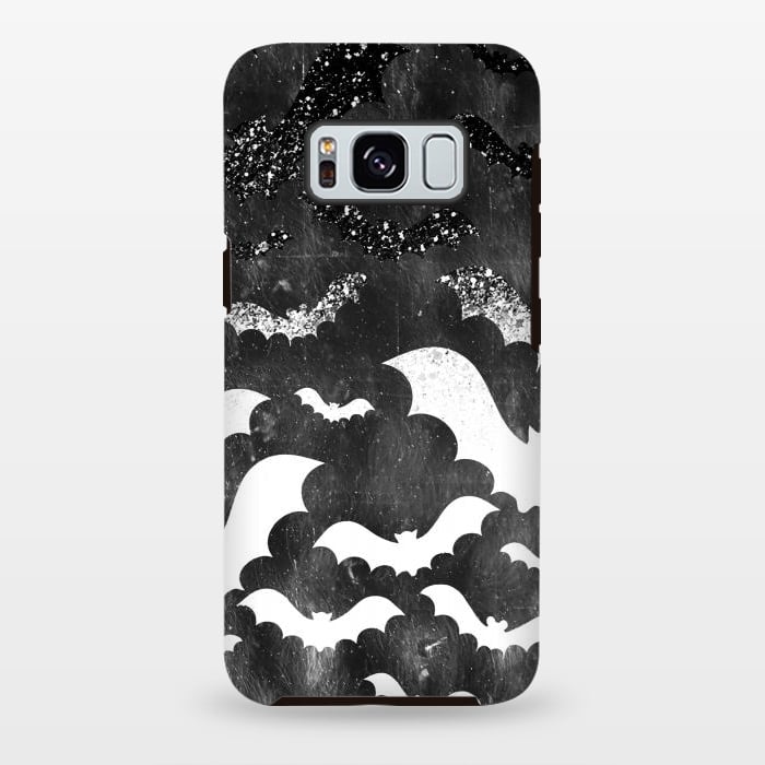 Galaxy S8 plus StrongFit Silver glitter Halloween bats by Oana 