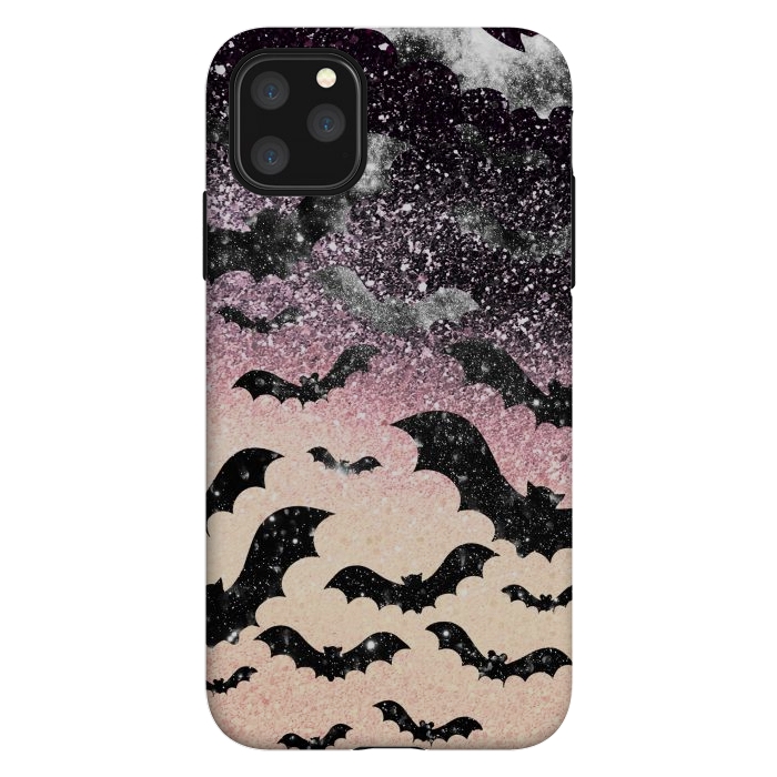 iPhone 11 Pro Max StrongFit Bats in glitter starry night - Halloween by Oana 