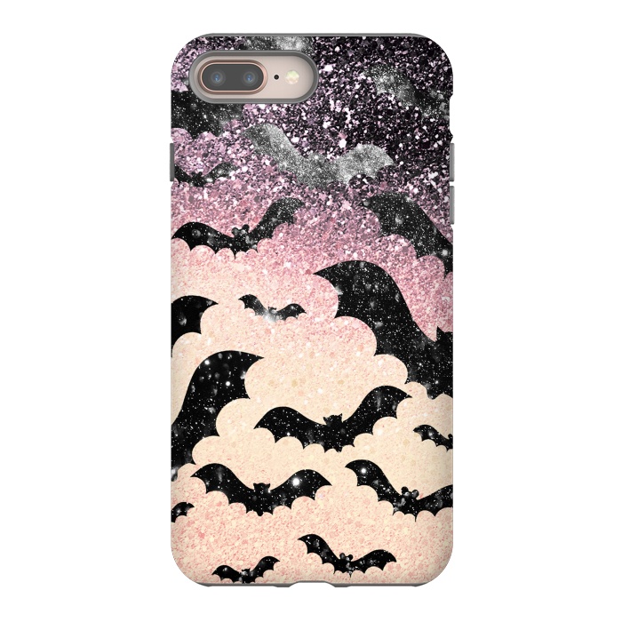 iPhone 7 plus StrongFit Bats in glitter starry night - Halloween by Oana 