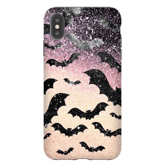 iPhone Xs Max StrongFit Bats in glitter starry night - Halloween by Oana 