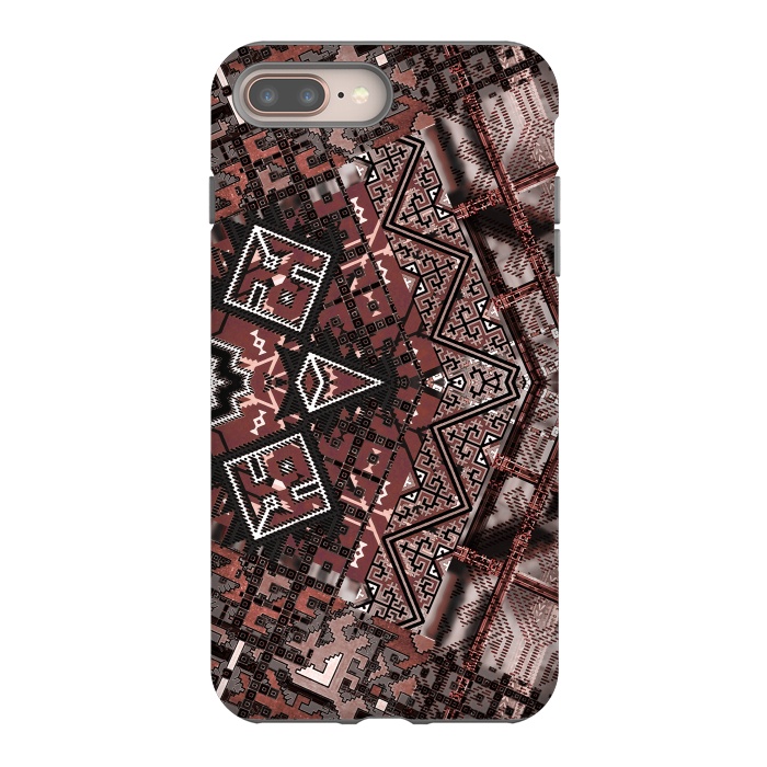 iPhone 7 plus StrongFit Ethnic brown geometric pattern by Oana 