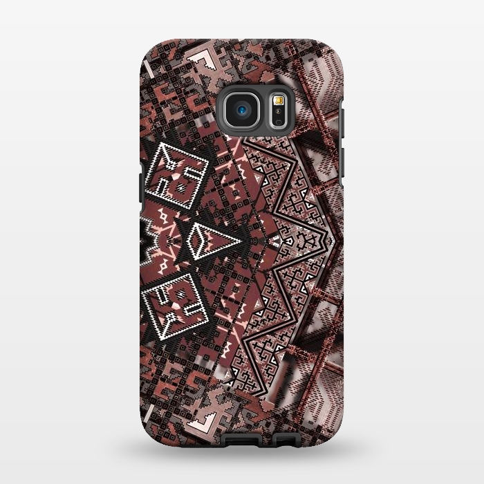Galaxy S7 EDGE StrongFit Ethnic brown geometric pattern by Oana 