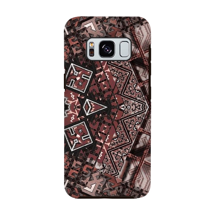 Galaxy S8 StrongFit Ethnic brown geometric pattern by Oana 