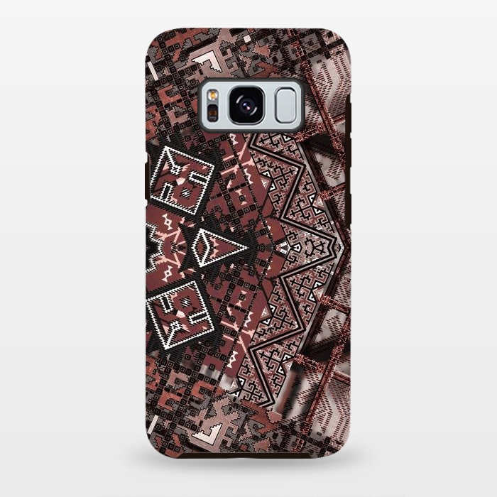 Galaxy S8 plus StrongFit Ethnic brown geometric pattern by Oana 
