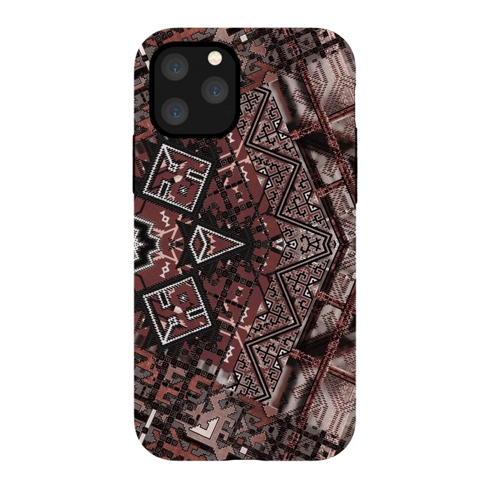 iPhone 11 Pro StrongFit Ethnic brown geometric pattern by Oana 