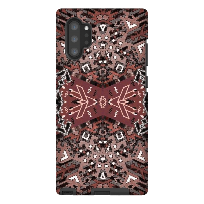 Galaxy Note 10 plus StrongFit Ethnic geometric pattern in autumnal brown by Oana 