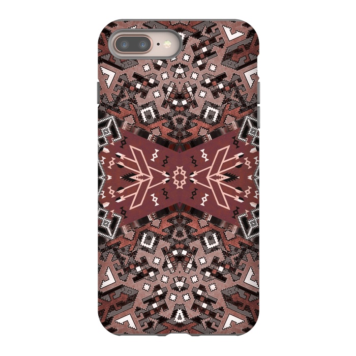 iPhone 7 plus StrongFit Ethnic geometric pattern in autumnal brown by Oana 