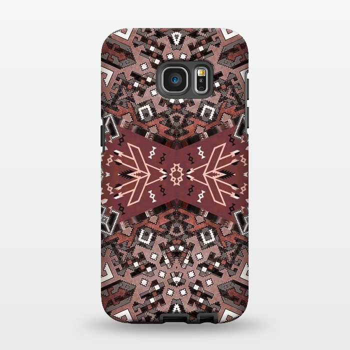 Galaxy S7 EDGE StrongFit Ethnic geometric pattern in autumnal brown by Oana 