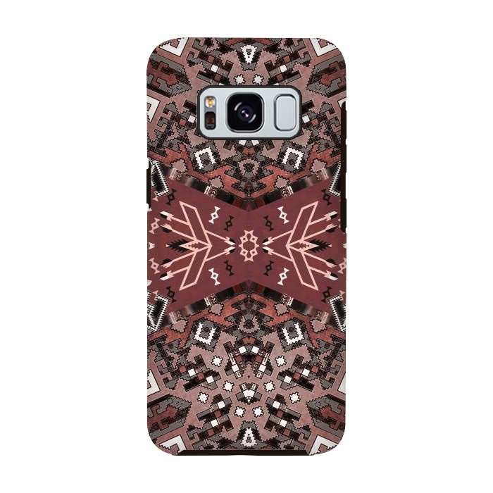 Galaxy S8 StrongFit Ethnic geometric pattern in autumnal brown by Oana 