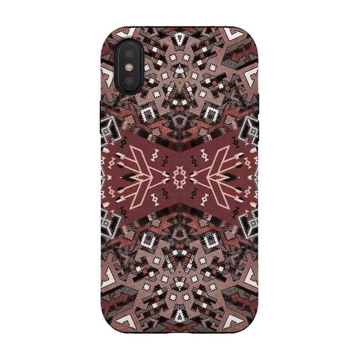 iPhone Xs / X StrongFit Ethnic geometric pattern in autumnal brown by Oana 