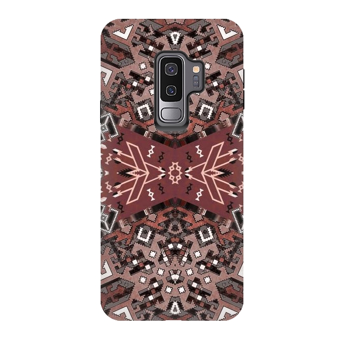 Galaxy S9 plus StrongFit Ethnic geometric pattern in autumnal brown by Oana 