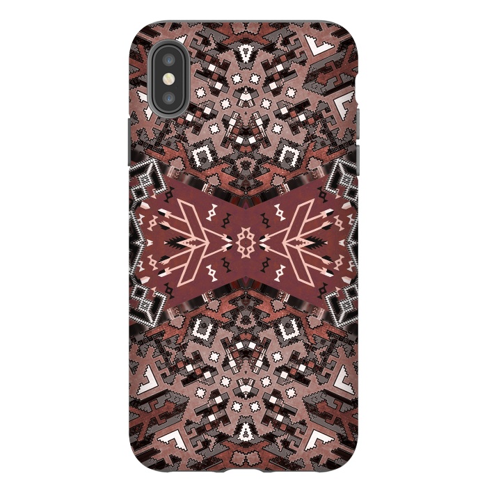 iPhone Xs Max StrongFit Ethnic geometric pattern in autumnal brown by Oana 