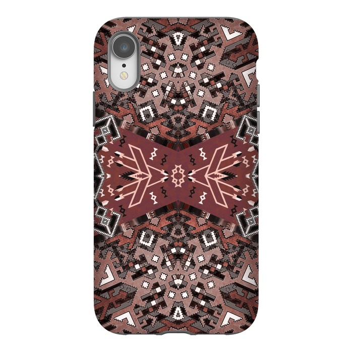 iPhone Xr StrongFit Ethnic geometric pattern in autumnal brown by Oana 